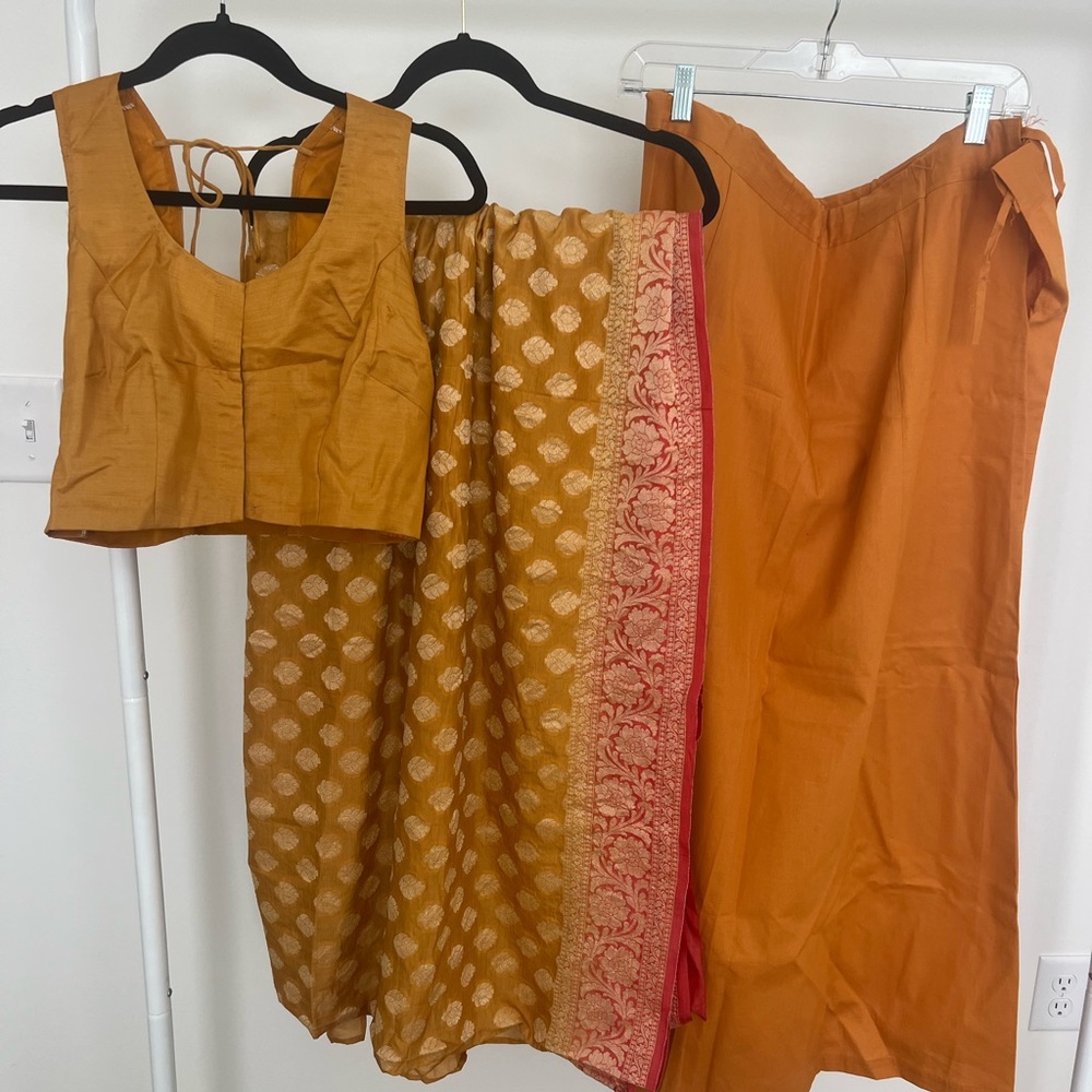 Golden Yellow Traditional Outfit Set-Saree